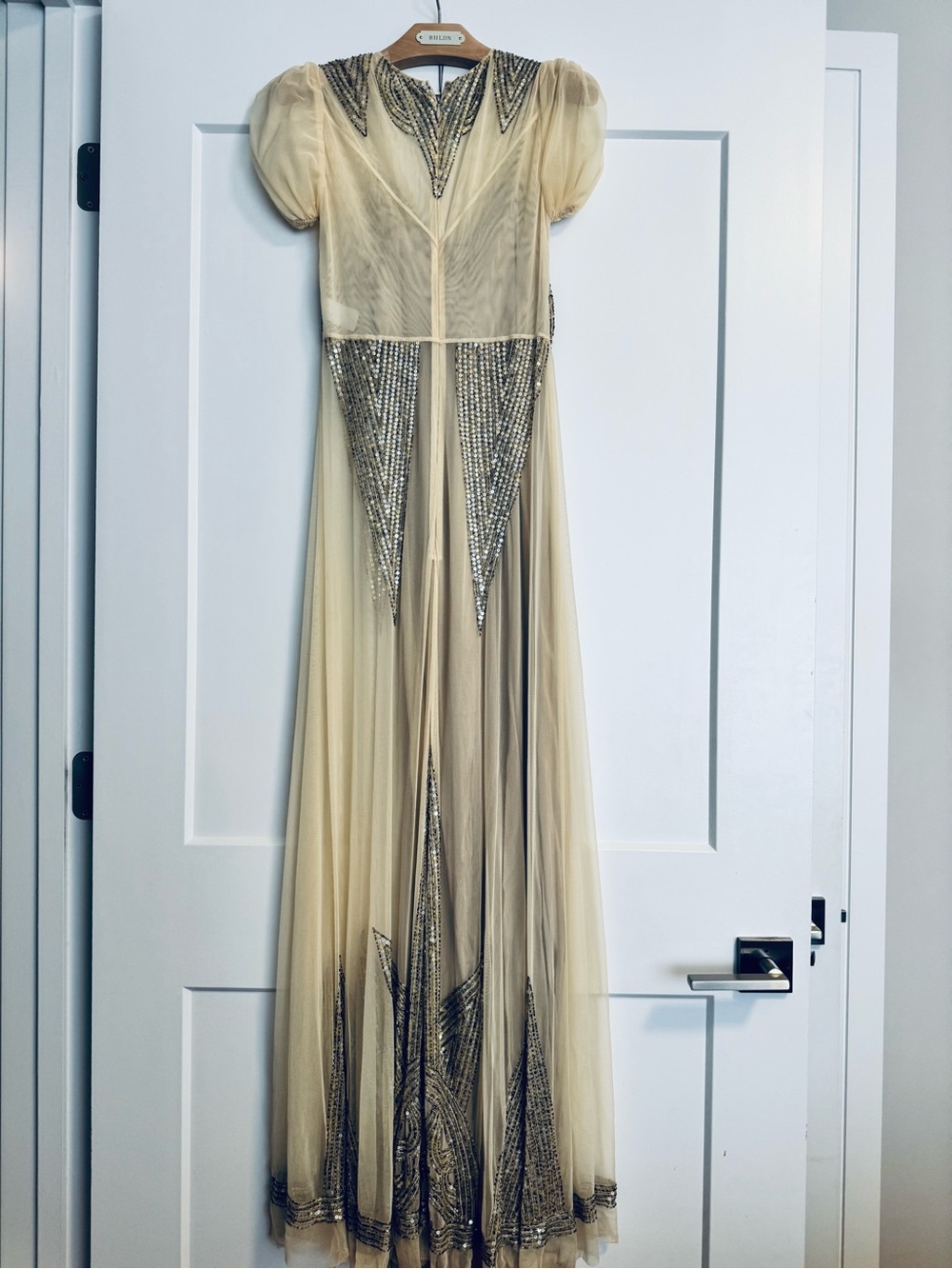 BHLDN Anna Sui Aiguille Cream Silver Vintage Wedding Embellished Gown Dress 0 XS - Picture 8 of 11